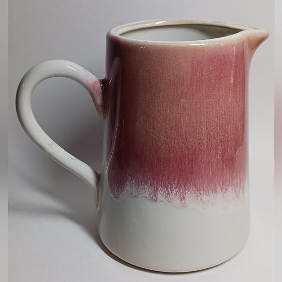 Teleflora Pink Iridescent Reactive Glaze Heart Stone Stoneware Pitcher 6.5" Vase - Picture 3 of 7